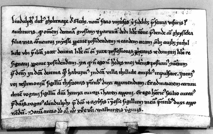 ´Liudulphus, genaamd Gholtcnape van Eelde, heeft geschonken aan het klooster te Essen een grote en kleine tiende in Dilgt als prebende voor zijn dochter Gheysseka´ (12).